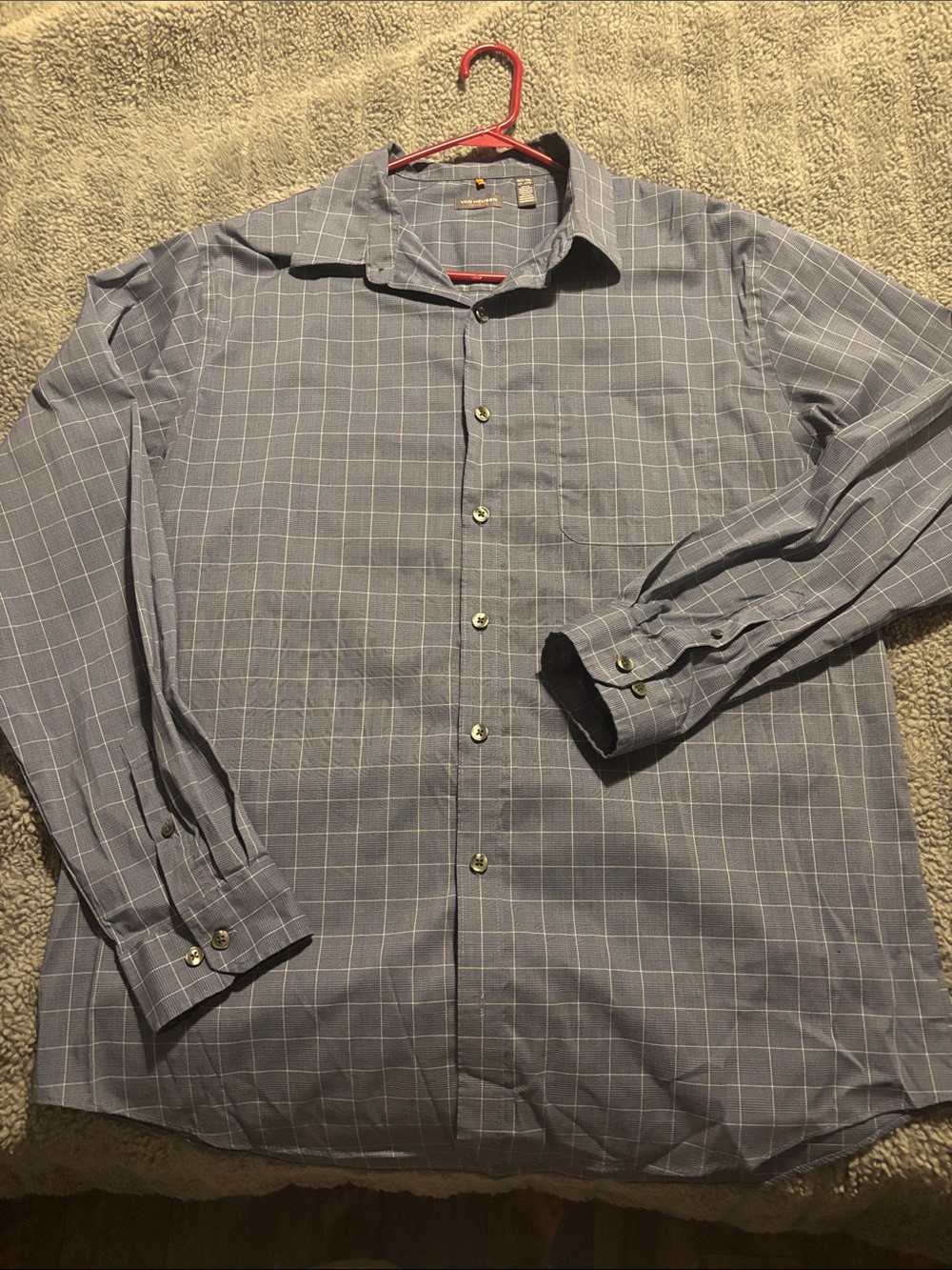 Van Heusen Blue Gray Windowpane Dress Shirt
